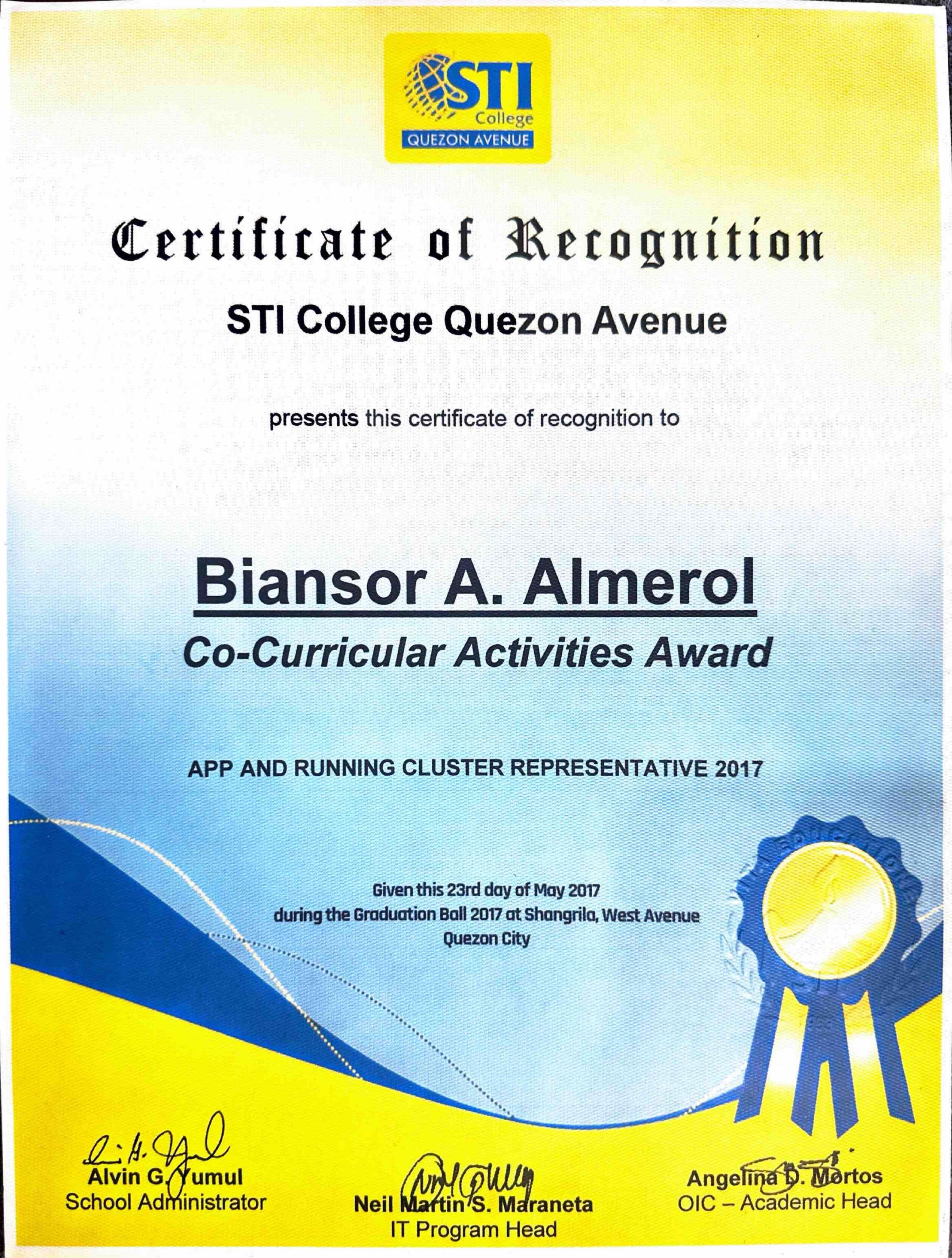 App and Running Cluster Representative
