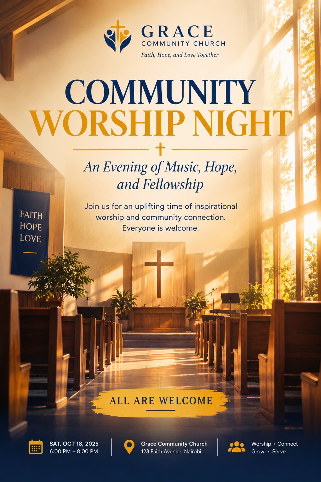 Example result made with Community Worship Night Church Poster