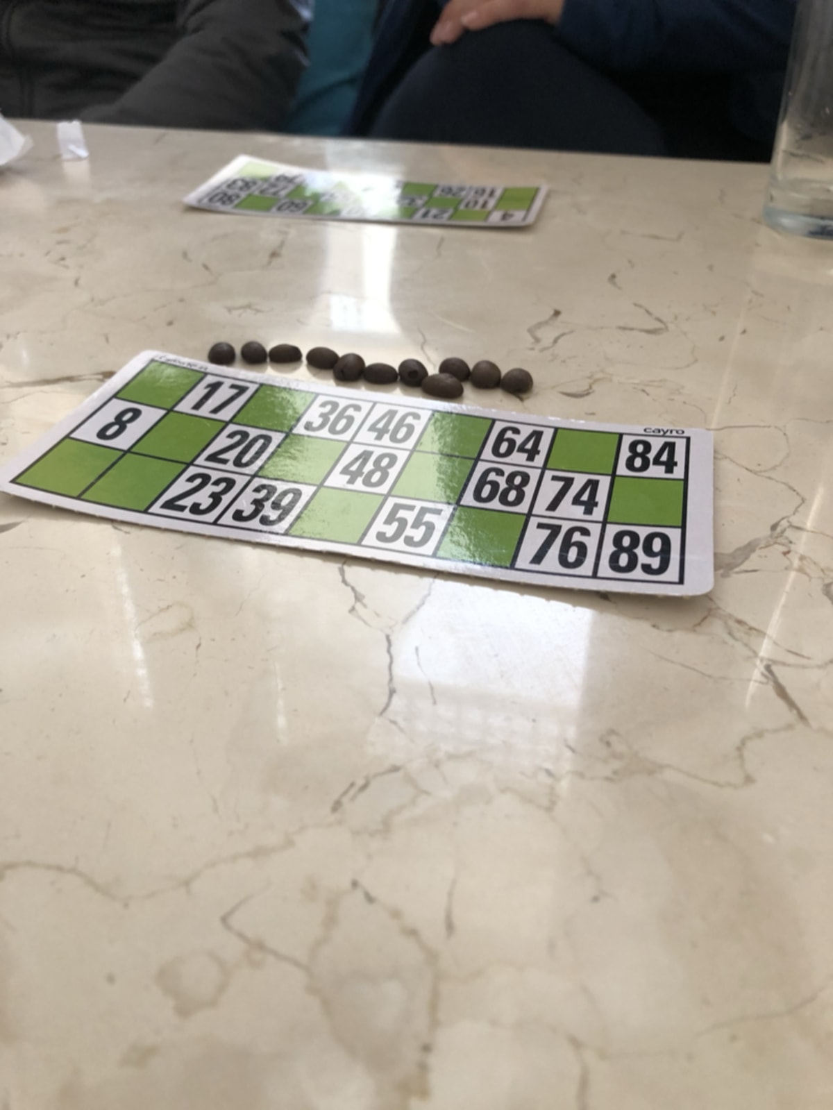 Bingo game cards ready for play