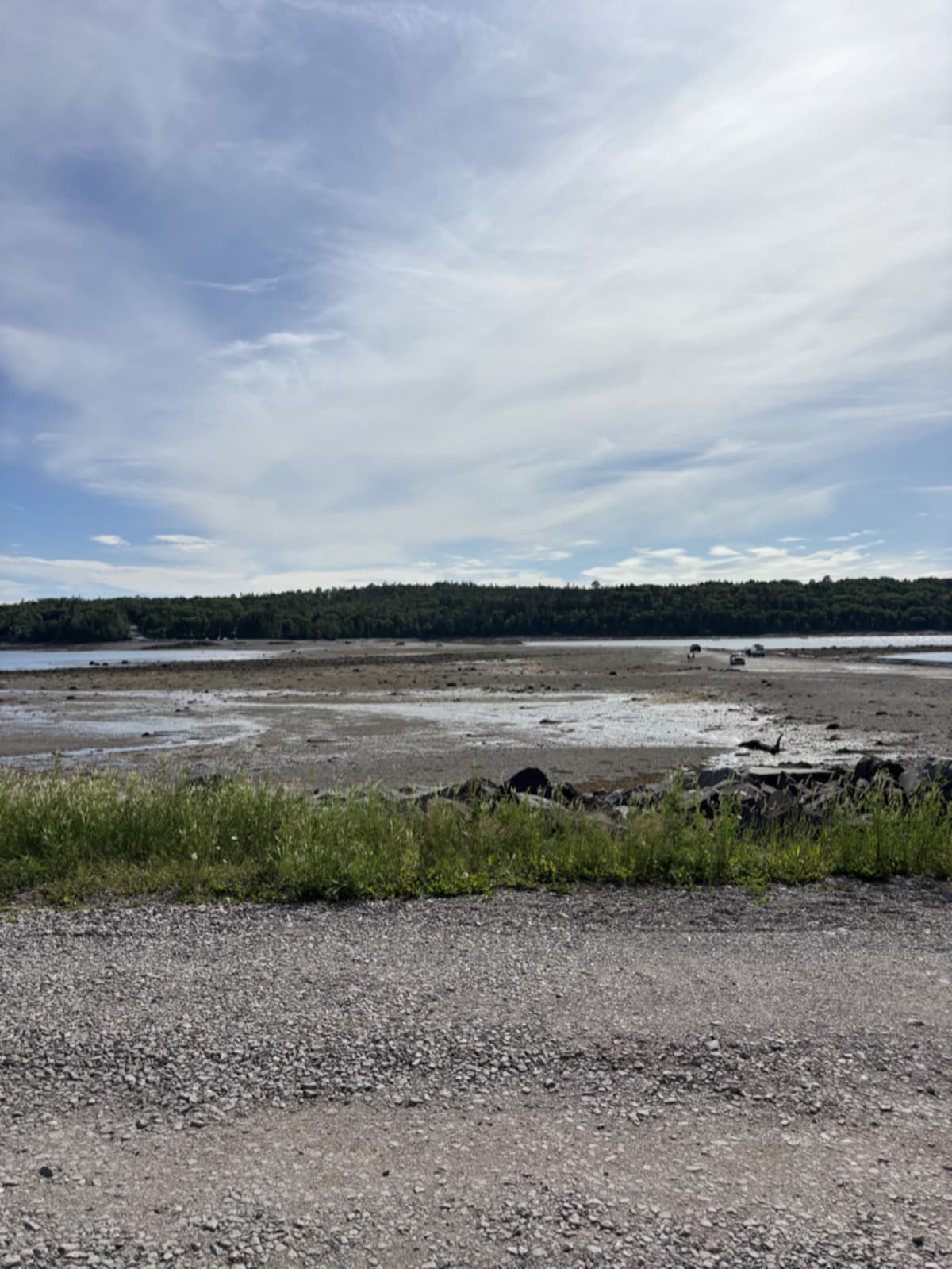 Scenic water view from Ministers Island with coastal landscape