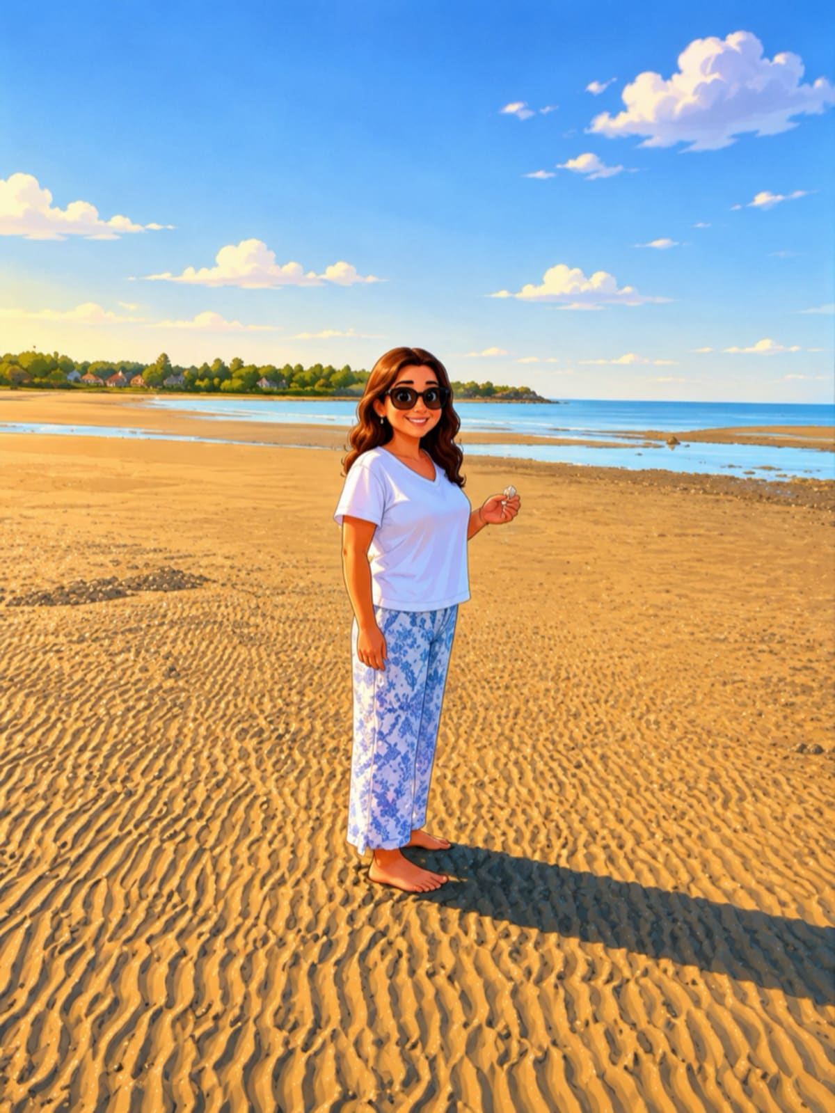 Ms. Mindful Traveller walking on the beach