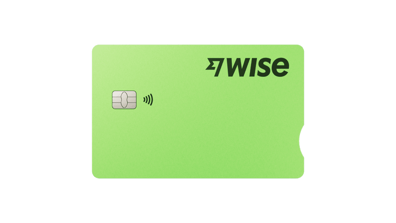 Wise debit card front showing Visa logo and card design