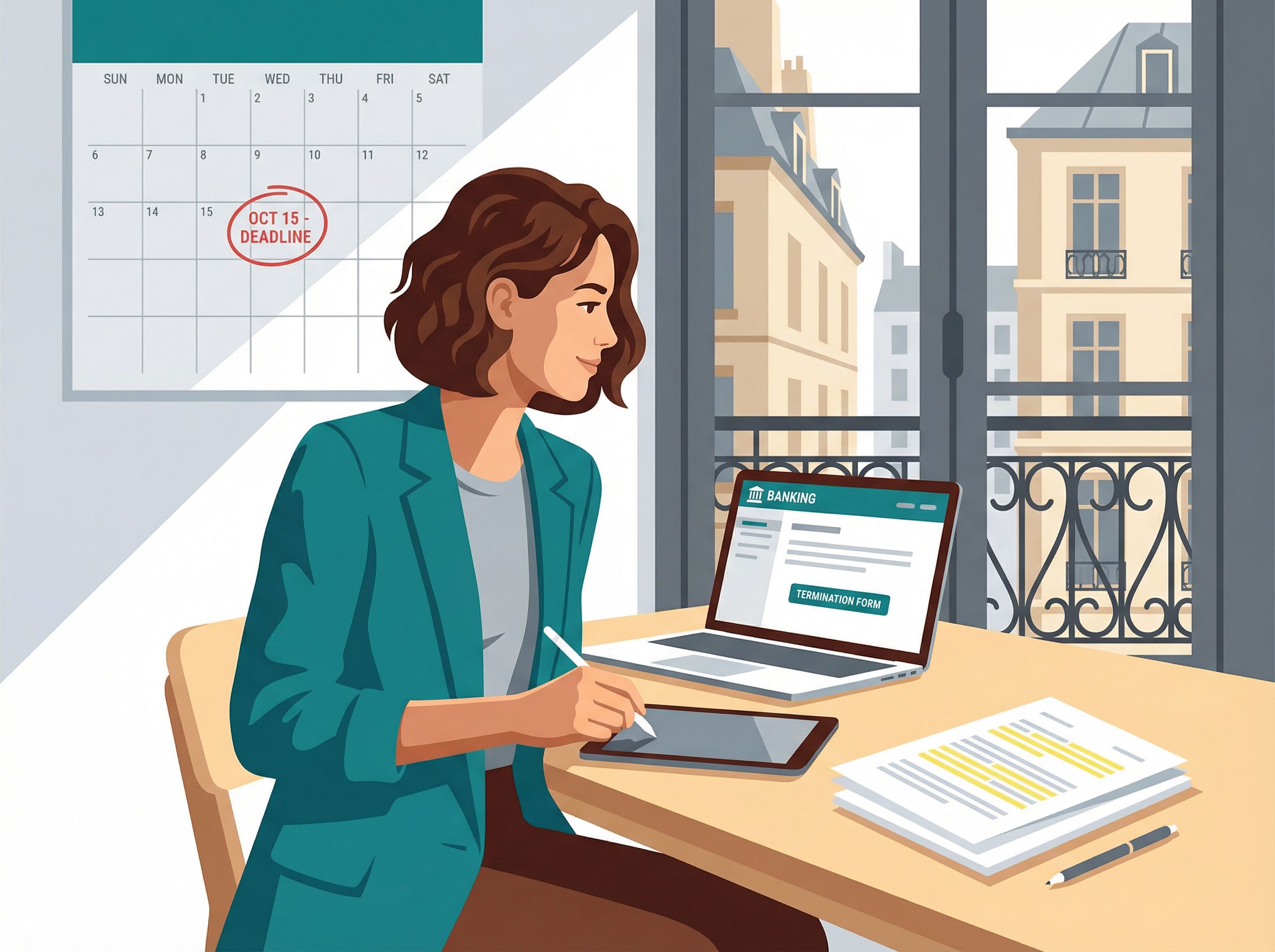 Consommateur français préparant la résiliation de son assurance crédit