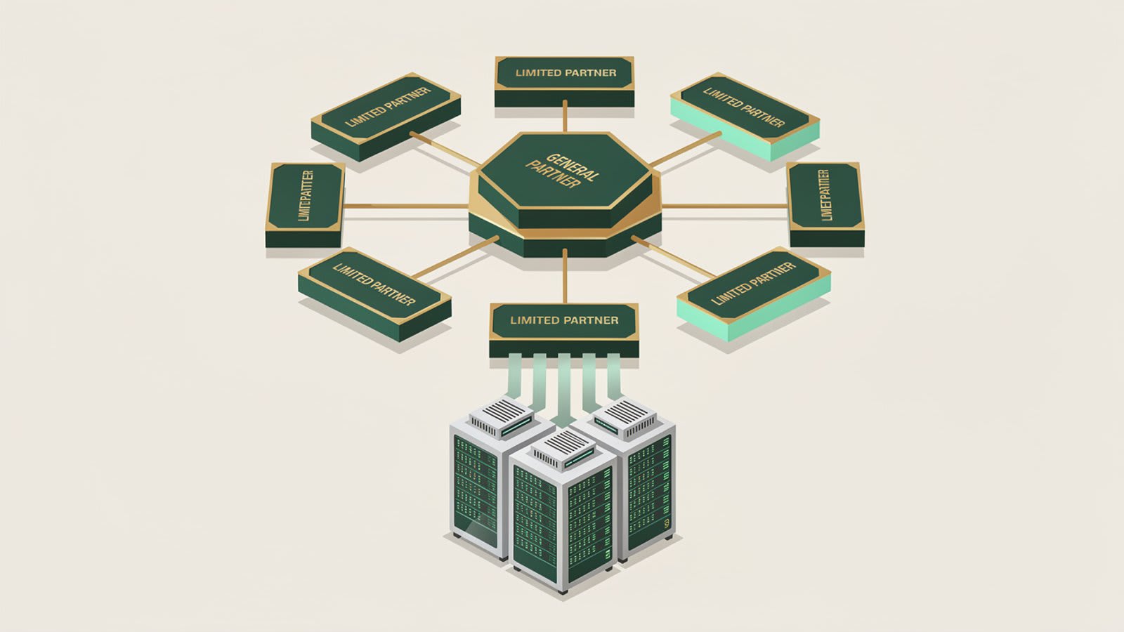 Schéma de la structure d'un fonds de private equity data center avec GP et LP