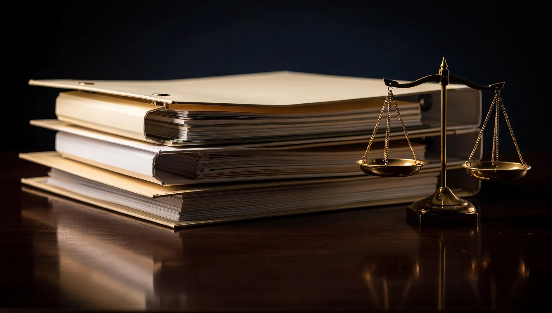 Dossiers professionnels et balance dorée évoquant le courtage en assurance professionnelle d'Assurmax