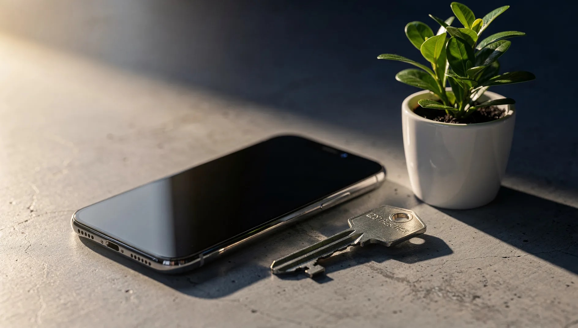 Smartphone et clé de logement évoquant l'assurance habitation digitale Lemonade France