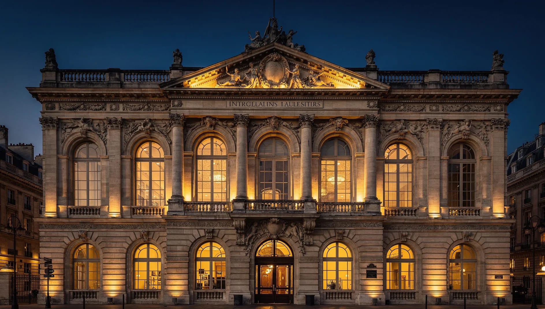 Façade d'un édifice civique du XIXe siècle évoquant la fondation versaillaise de la Mutuelle les Ménages Prévoyants