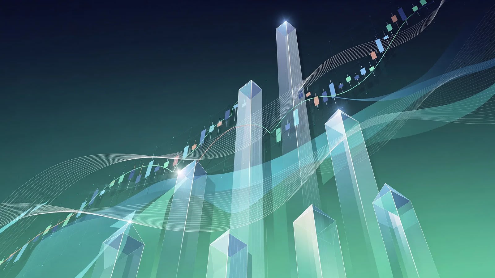 Illustration abstraite de flux financiers ascendants symbolisant la collecte en unités de compte de l'assurance vie