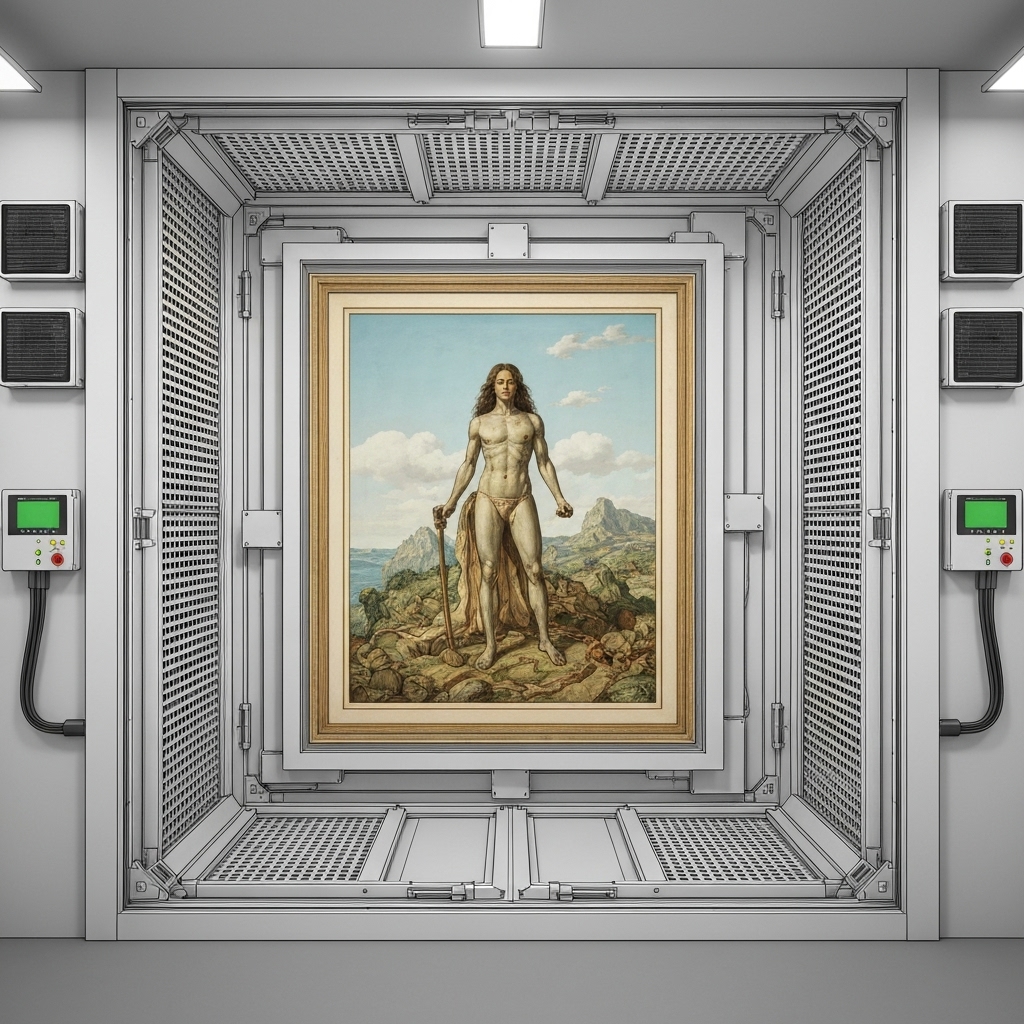 Œuvre d'art moderne de haute valeur dans un coffre-fort sécurisé