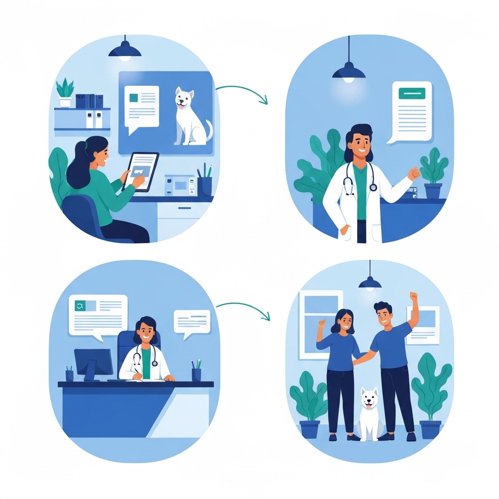 Infographie décrivant le processus de souscription à l'assurance animaux