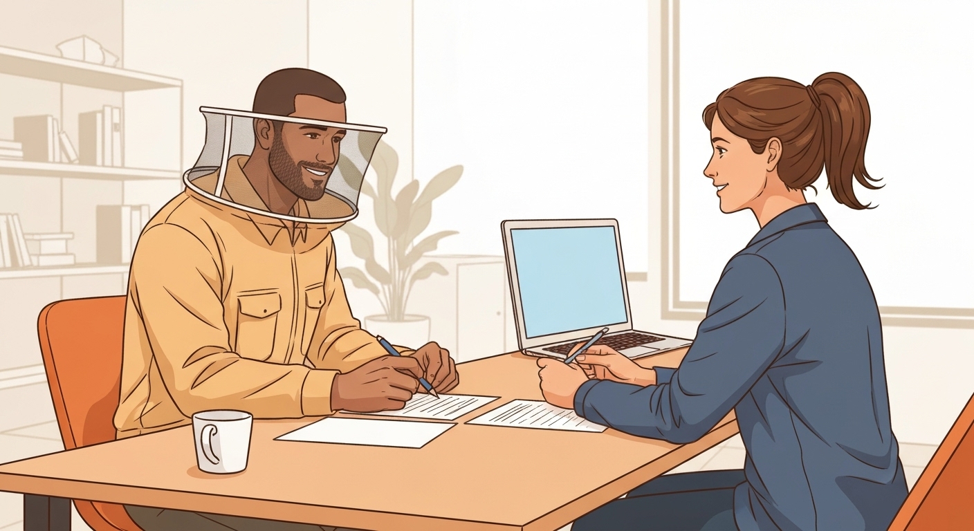 Apiculteur consultant son conseiller France Épargne