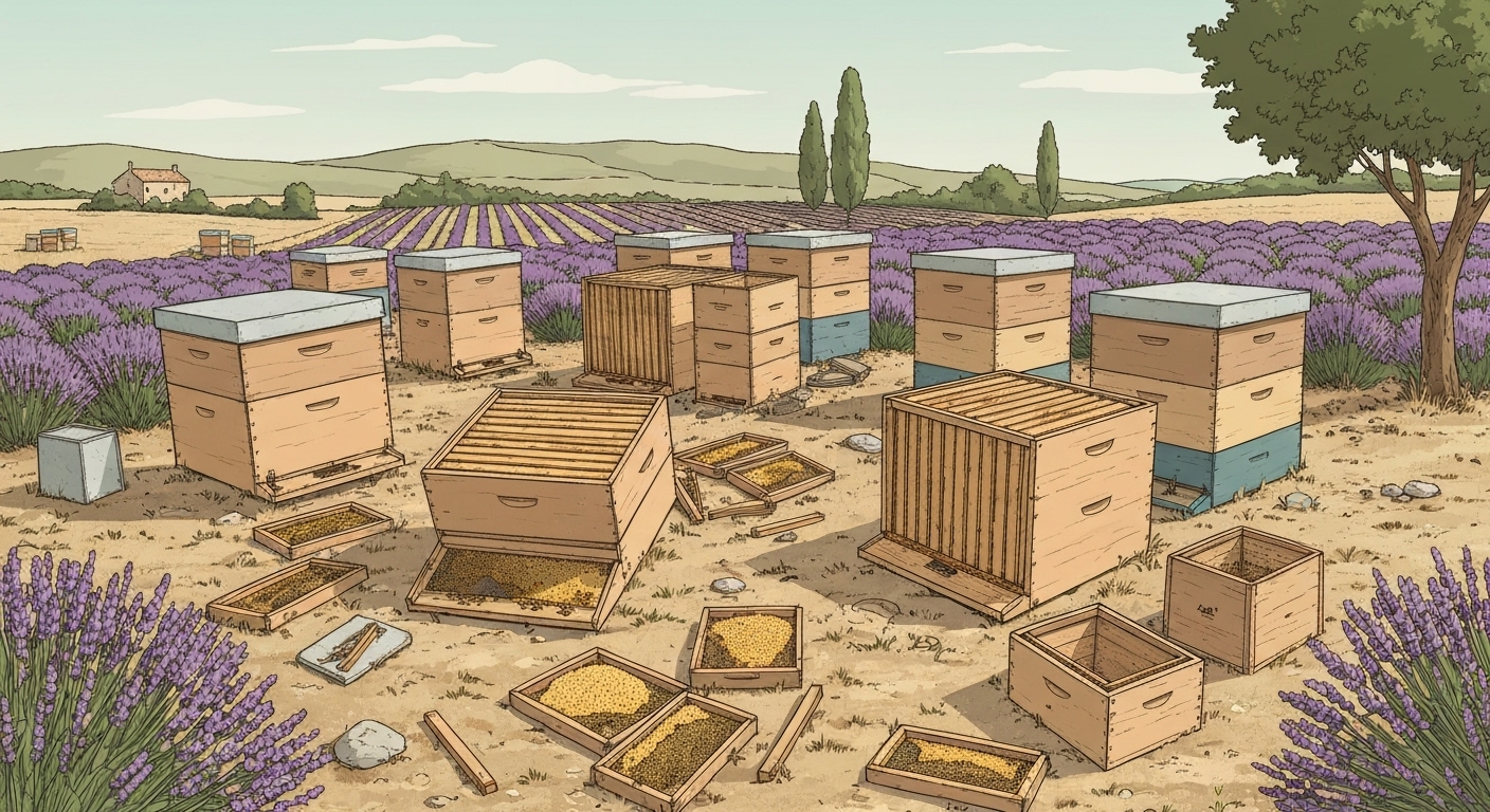 Ruches endommagées par des actes de vandalisme