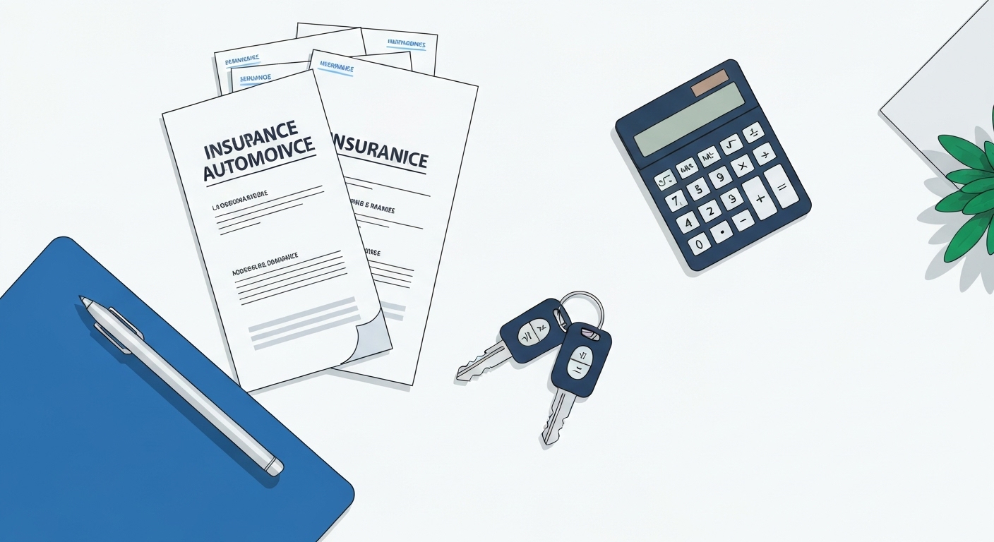 Calculatrice et documents d'assurance automobile
