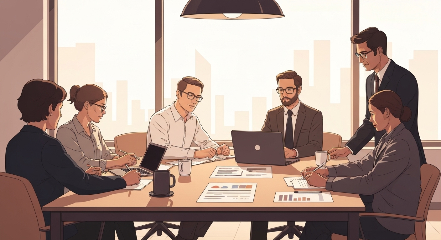 Directeur de data center analysant les risques cyber avec son équipe de sécurité