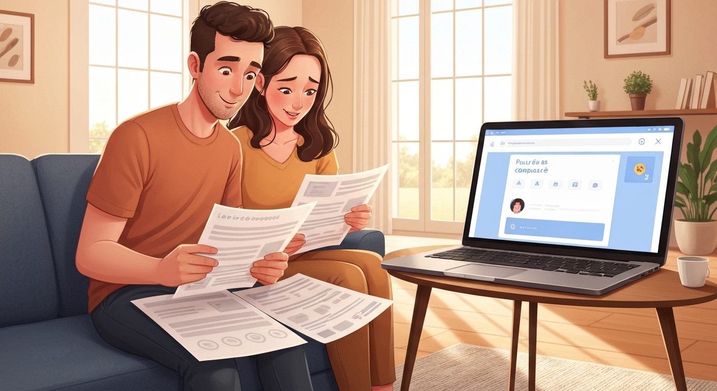 Couple français découvrant les avantages de la loi Lemoine pour changer d'assurance emprunteur à tout moment