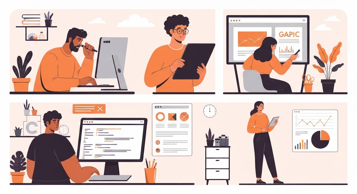 Différents freelances digitaux dans leurs spécialités