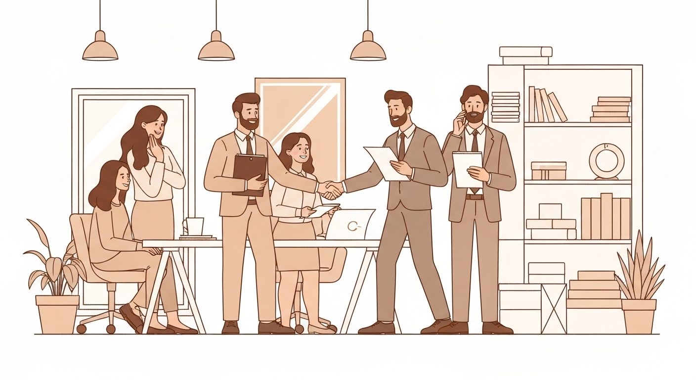 Équipe d'entreprise française célébrant la sécurisation réussie de leurs opérations d'export