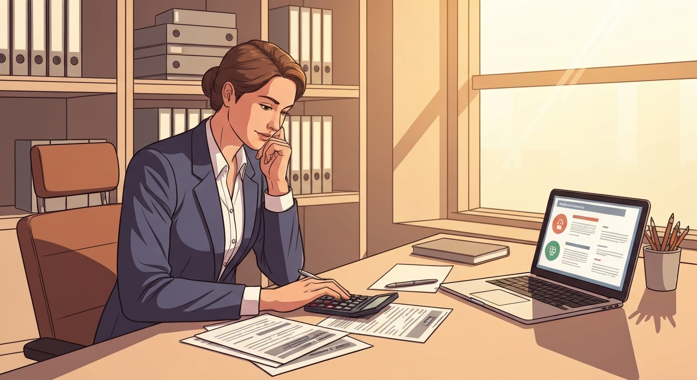 Franchisé analysant son budget d'assurance avec simulateur