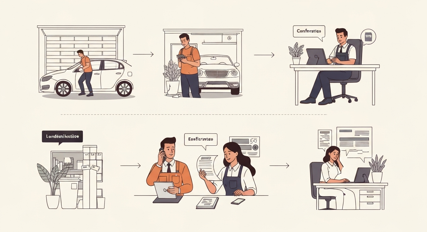 Infographie du processus d'indemnisation sinistre pour garage automobile