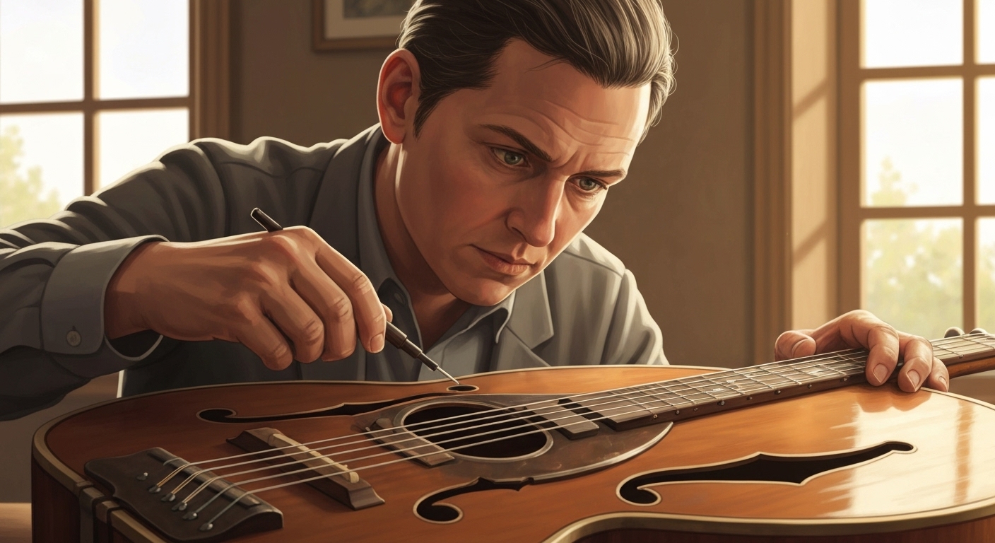 Expert évaluant un instrument de musique rare