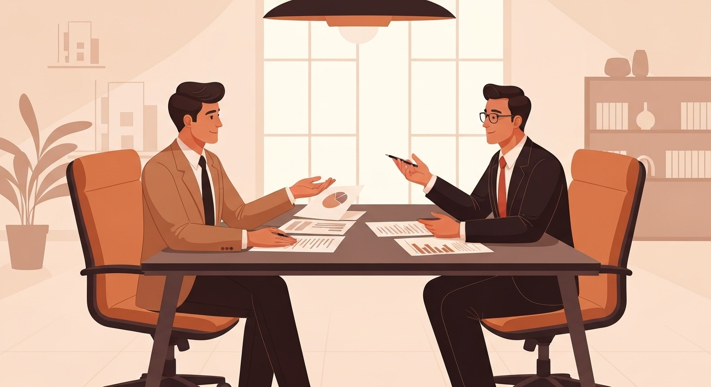 Gestionnaire de patrimoine conseillant propriétaire d'hôtel