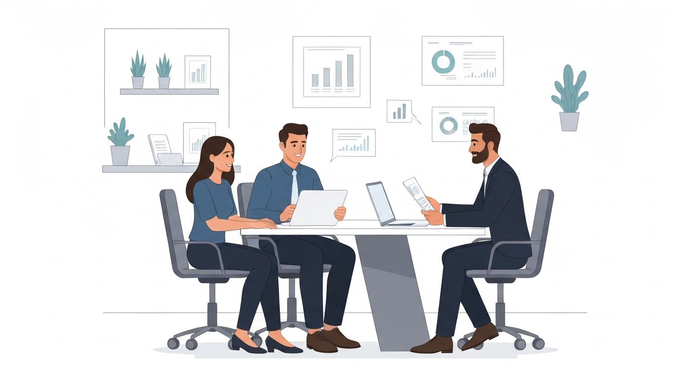 Conseiller patrimonial élaborant une stratégie d'optimisation fiscale pour location saisonnière