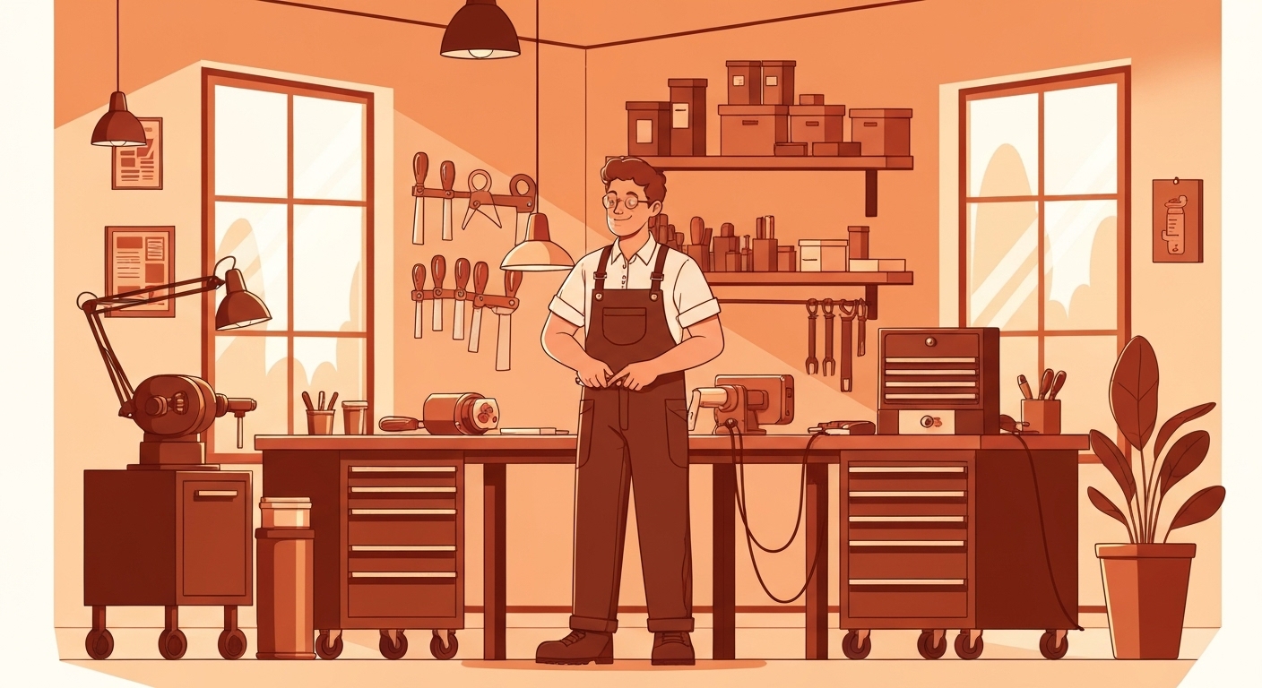 Artisan dans son atelier protégé par une assurance multirisque