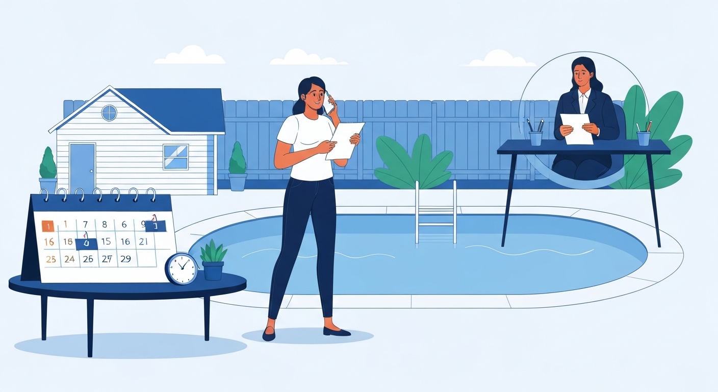 Timeline du processus de déclaration de sinistre piscine en 5 jours