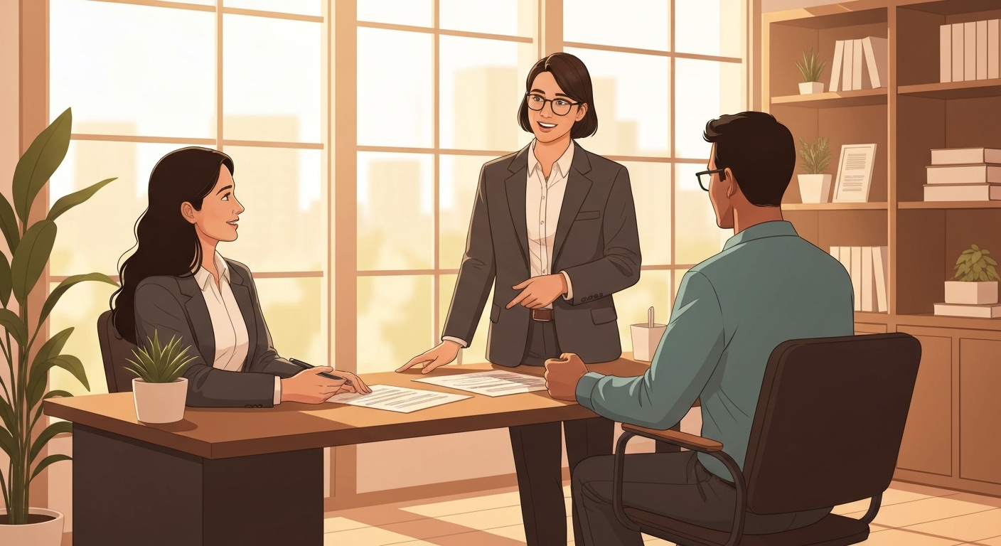 Conseiller présentant les options d'assurance propriétés internationales