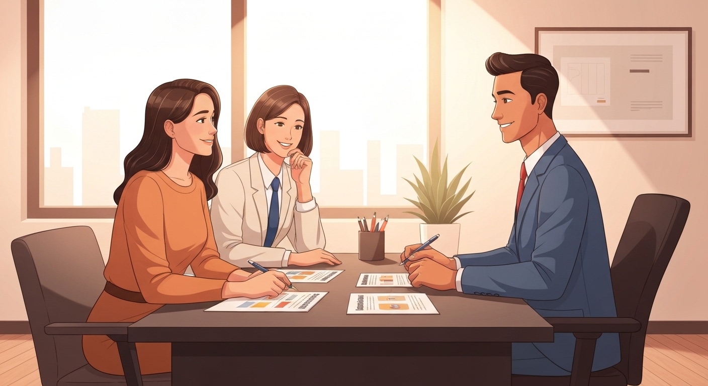 Couple rencontrant un conseiller France Épargne pour optimiser leur assurance internationale