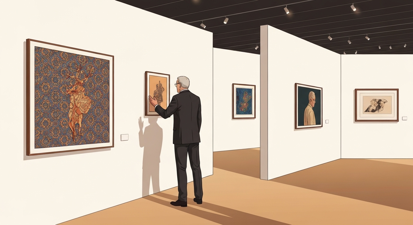 Collectionneur d'art visitant une exposition