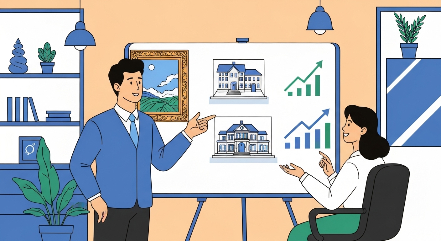 Comparaison visuelle entre investissement art et autres placements