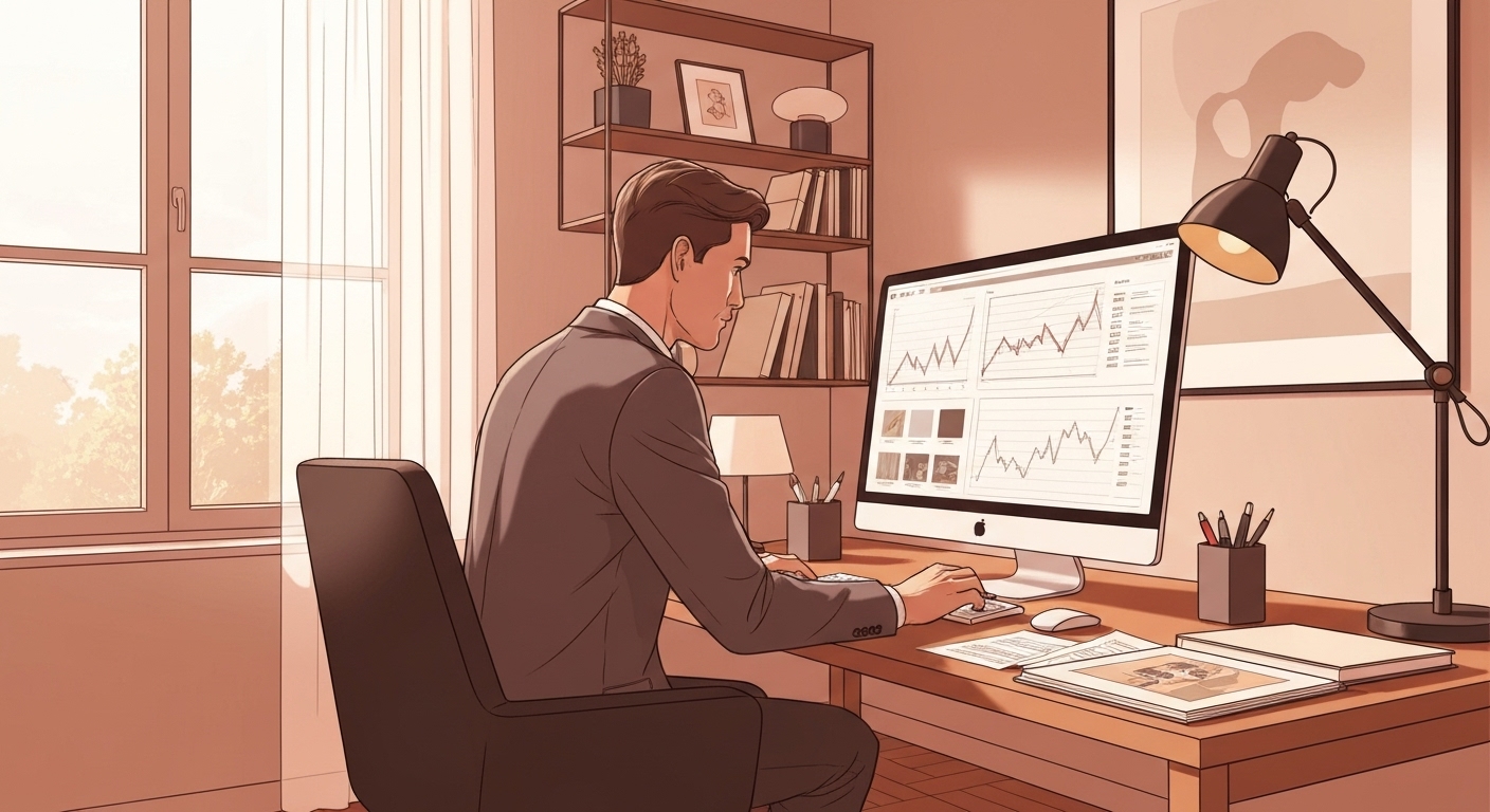 Investisseur étudiant le marché de l'art