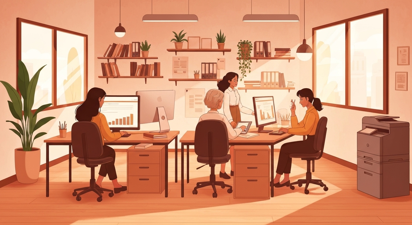 Illustration : PME française avec équipe protégeant leur matériel professionnel