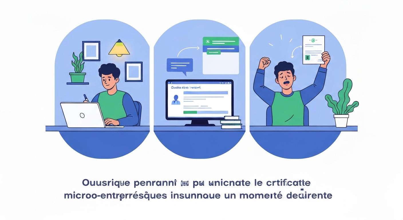 Infographie des étapes de souscription d'assurance micro-entrepreneur en 3 clics
