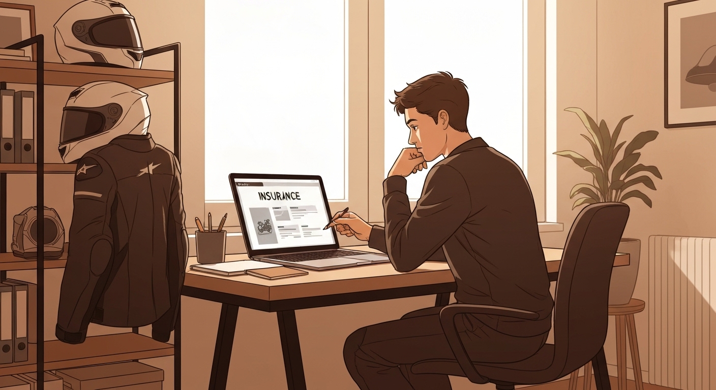 Jeune conducteur français comparant les offres d'assurance moto sur ordinateur