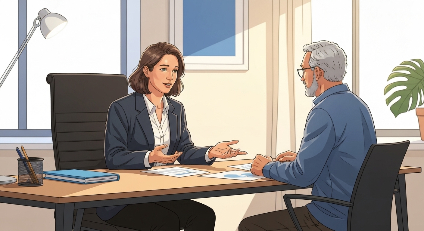 Conseiller France Épargne expliquant les garanties d'assurance obsèques