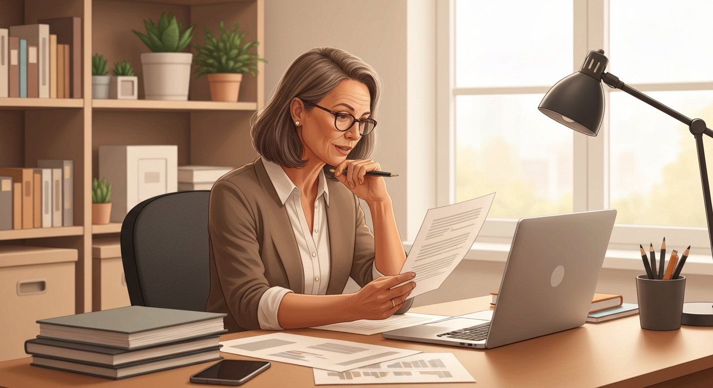 Femme française comparant différentes offres d'assurance obsèques