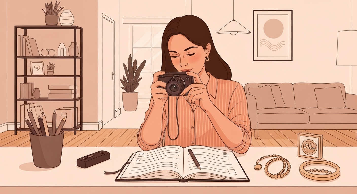 Illustration : Propriétaire documentant ses objets de valeur avec photos