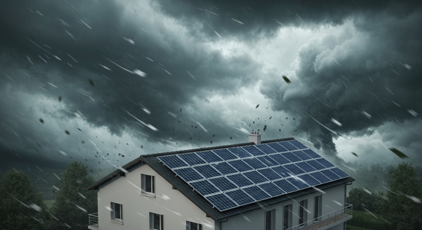 Illustration : Illustration des dommages potentiels aux panneaux solaires lors d'une tempête