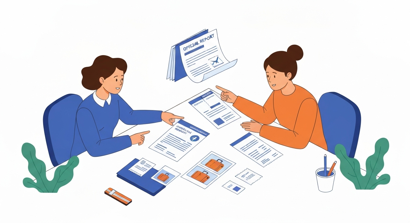 Checklist visuelle des documents nécessaires pour réclamation bagages