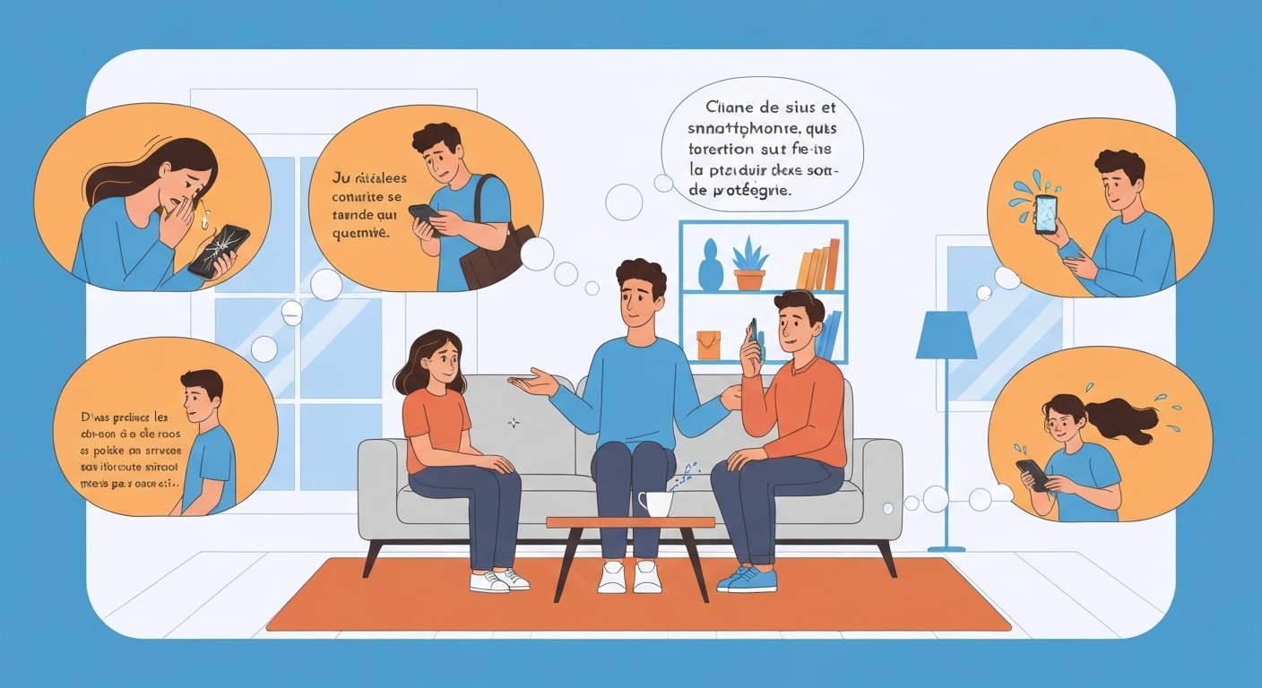 Infographie des types de dommages couverts par l'assurance smartphone