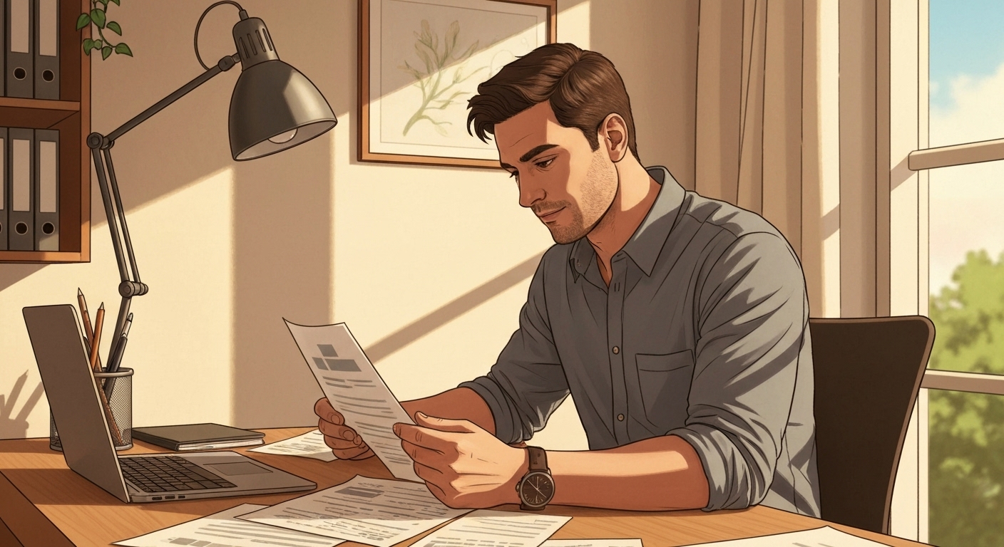 Chauffeur VTC étudiant les documents d'assurance obligatoire