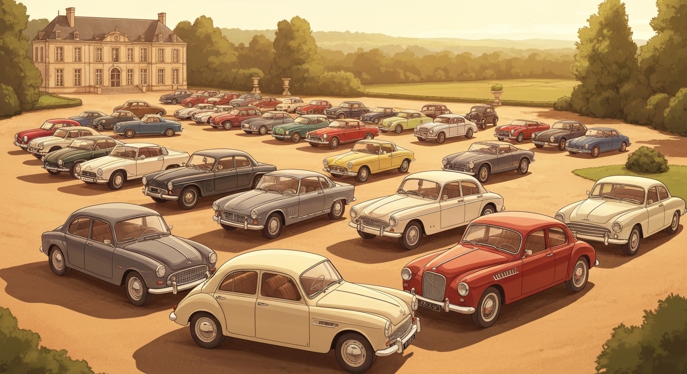 Rassemblement de voitures de collection classiques françaises