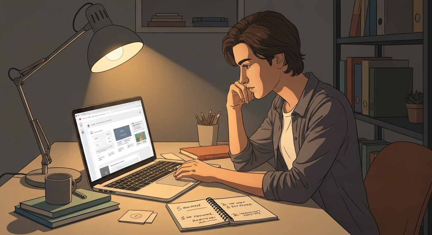 Un jeune comparant les assurances PVT en ligne