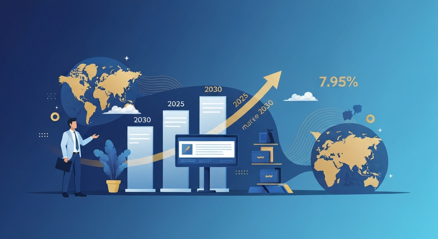 Infographie montrant l'évolution du marché mondial des jets privés 2025-2030