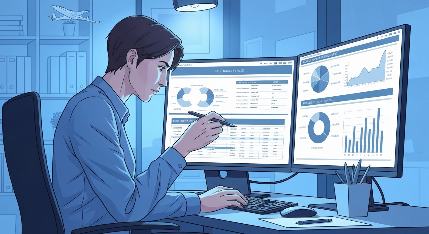 Analyste financier France Épargne présentant les coûts d'exploitation d'une flotte de jets charter