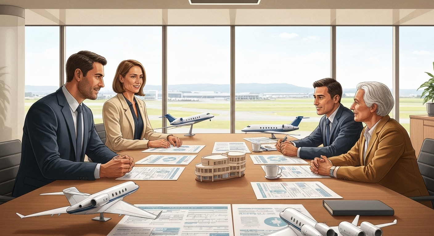 Équipe France Épargne accompagnant un investisseur dans l'acquisition d'une flotte de jets charter