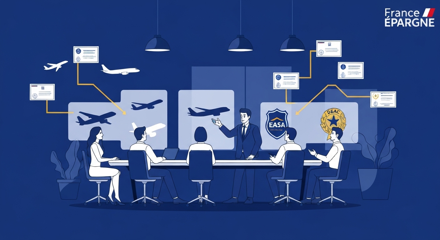 Schéma des structures juridiques pour investissement flotte aviation charter