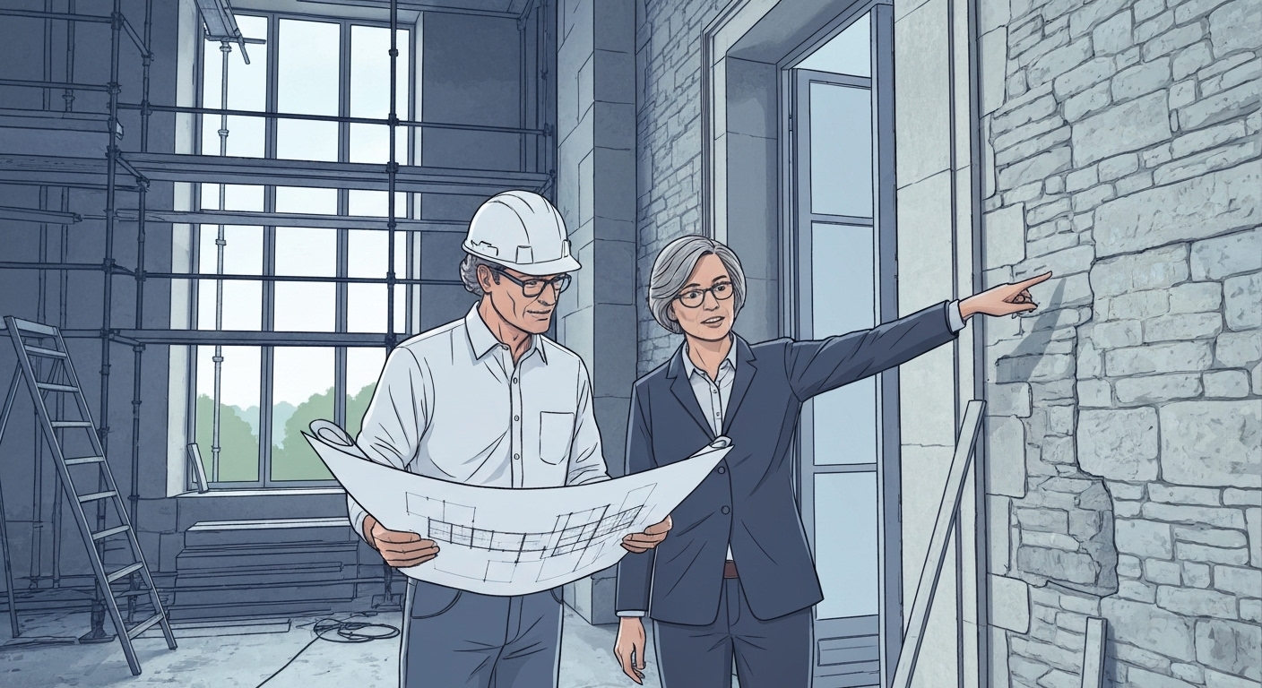 Gestionnaire de patrimoine France Épargne expliquant la loi monuments historiques à des investisseurs